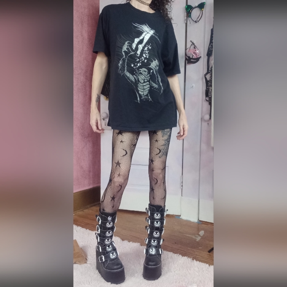 Skeleton buckle platform stompy Boots! Gothic staple! Like new! Yru! Sold - Picture 3 of 10